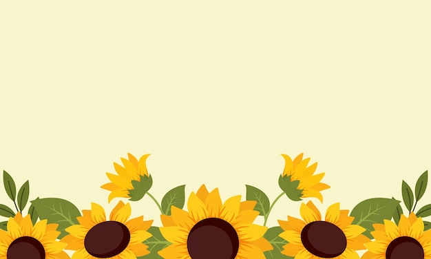 Hand Drawn Natural Sunflower Border Frame Vector