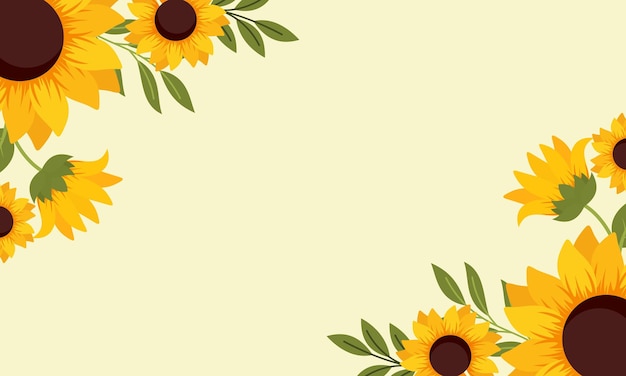 Hand Drawn Natural Sunflower Border Frame Vector