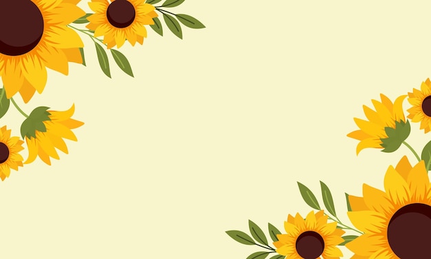 Hand drawn natural sunflower border frame vector