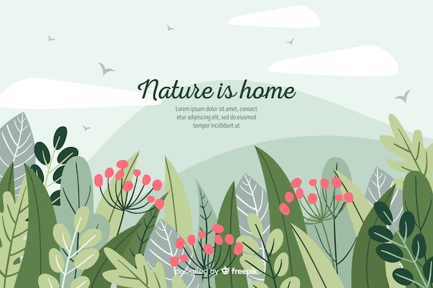 Vector hand drawn nature background with quote