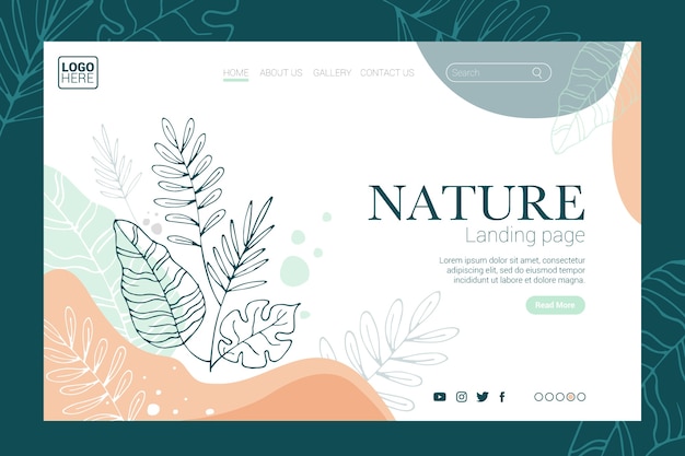 Pagina di destinazione natura disegnata a mano