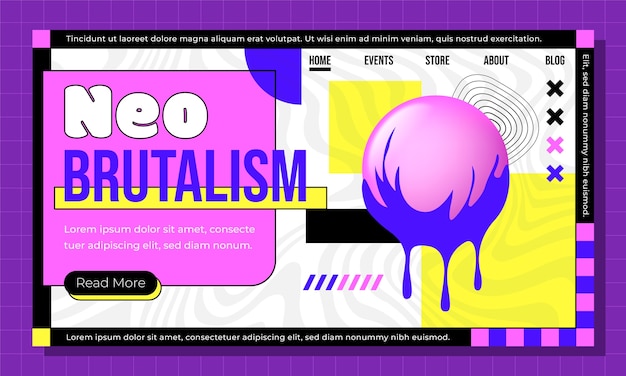 Hand drawn neo brutalism landing page template