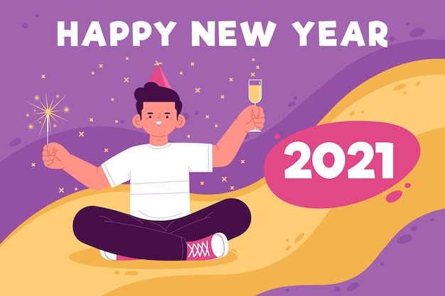 Vector hand drawn new year 2021 background