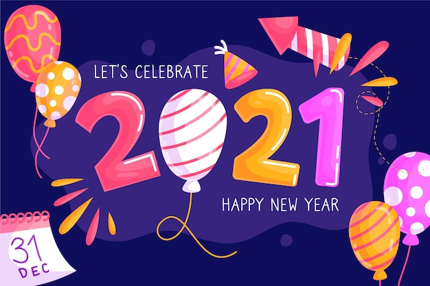 Vector hand drawn new year 2021 background