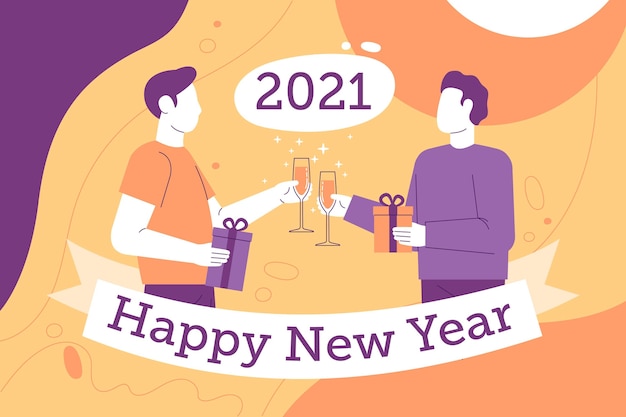 손으로 그린 새해 2021 배경