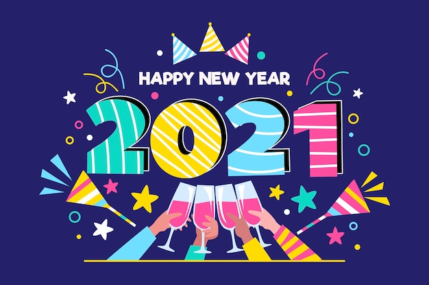 Vector hand drawn new year 2021 background