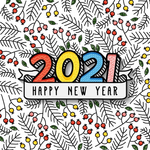 Vector hand drawn new year 2021