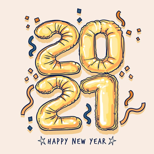 Vector hand drawn new year 2021