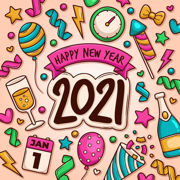 Hand drawn new year 2021