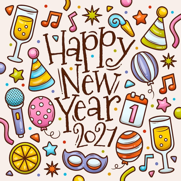 Vector hand drawn new year 2021