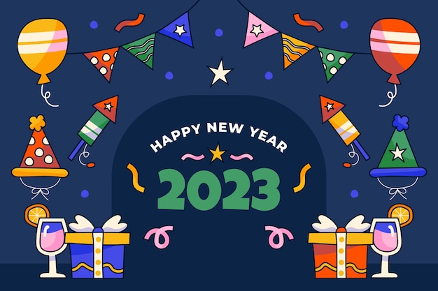 Vector hand drawn new year 2023 background