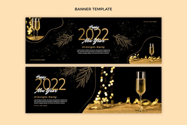 hand drawn new year banners set