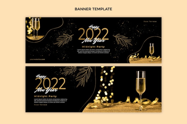 Vector hand drawn new year banners set