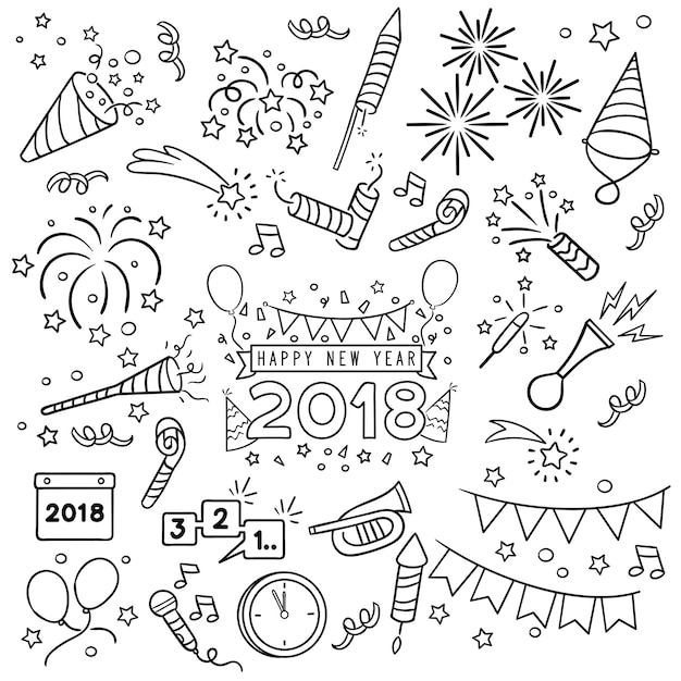 Vector hand drawn new year celebration