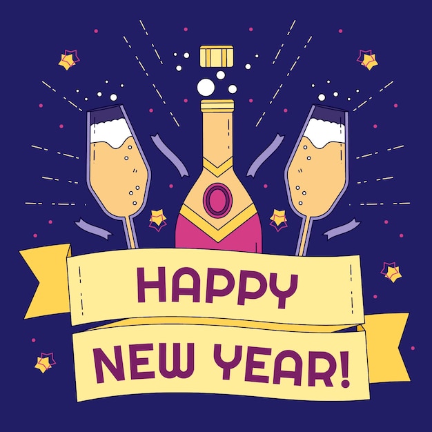 Vector hand drawn new year illustration