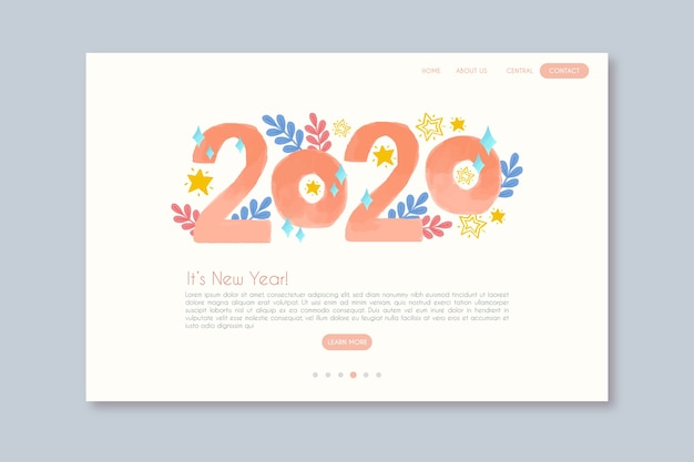 Vector hand drawn new year landing page template