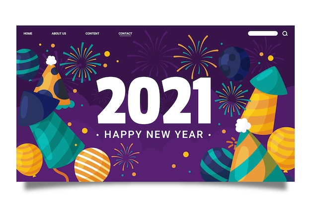 Hand drawn new year landing page template