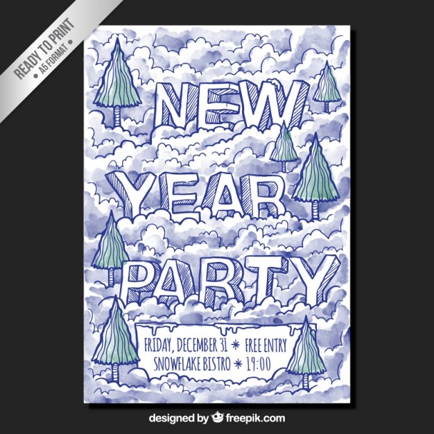 Hand drawn new year party poster