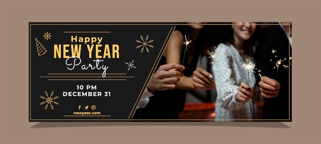 Vector hand drawn new year social media cover template