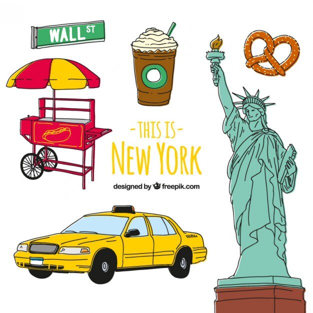 Vector hand drawn new york culture elements