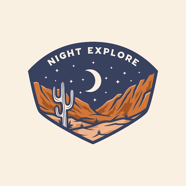 Hand Drawn Night Mount Badge Logo