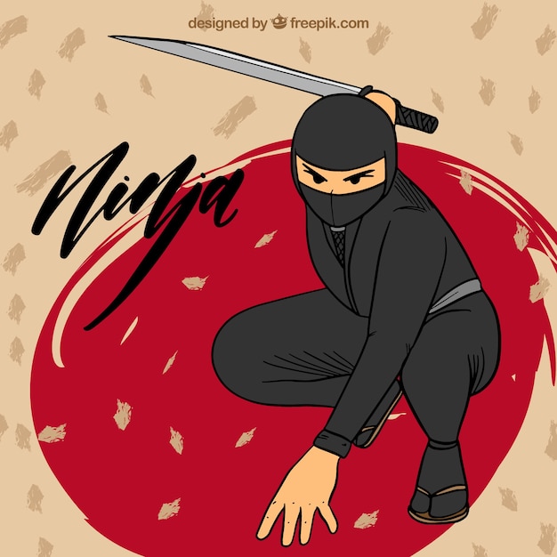 Vector hand drawn ninja warrior background