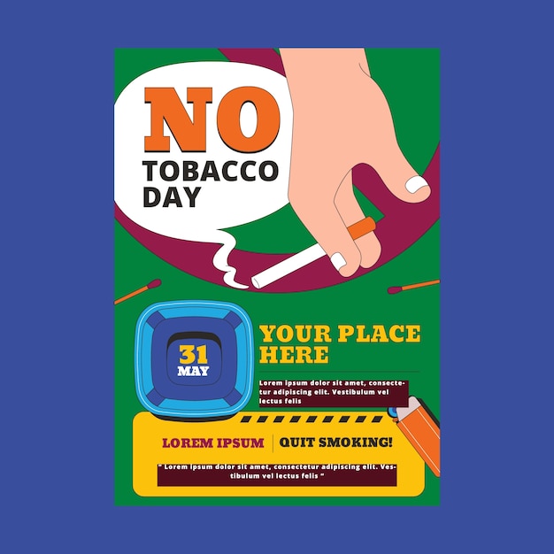 Vector hand drawn no tobacco day vertical poster template