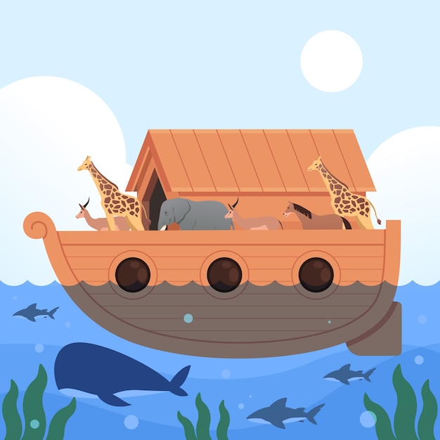 Hand drawn noah's ark illustration