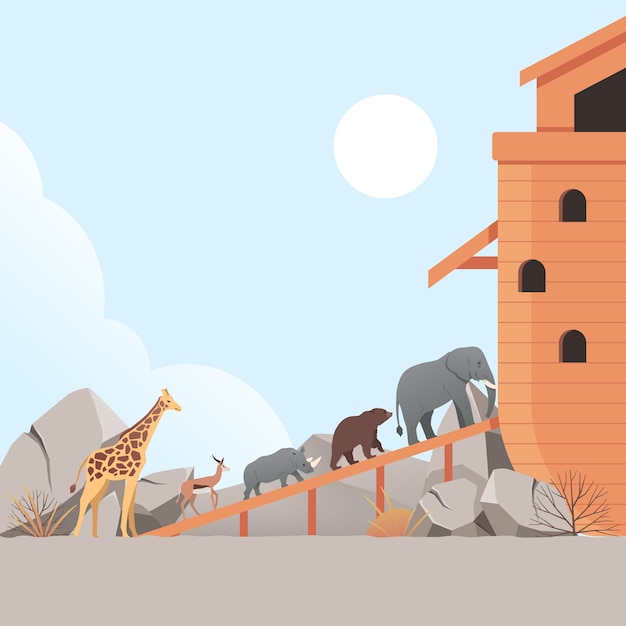 Vector hand drawn noah's ark illustration