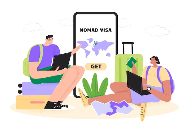 Hand drawn nomad visa template