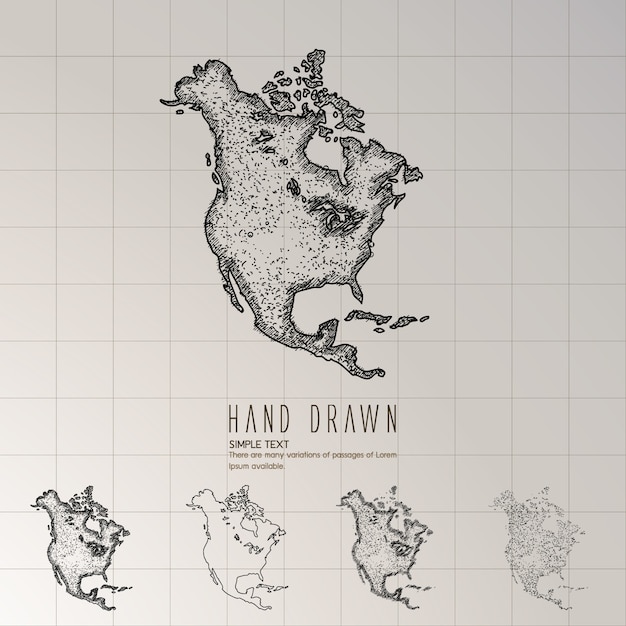 Hand drawn North America map.