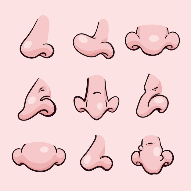 Vector hand drawn nose cartoon collection illustration