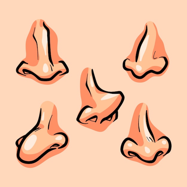 Vector hand drawn nose cartoon collection illustration