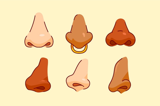 Vector hand drawn nose cartoon collection illustration