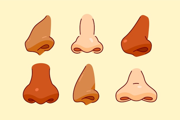 Vector hand drawn nose cartoon collection illustration