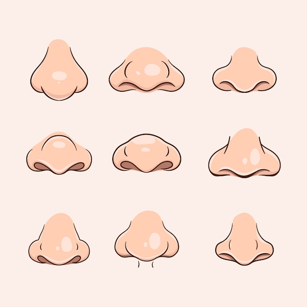 Hand drawn nose cartoon illustration