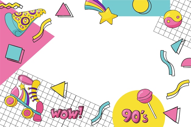 Vector hand drawn nostalgic 90's background