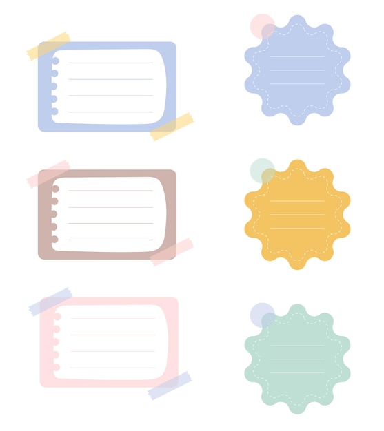 Hand drawn notebook label collection Sticky notes set notepaper