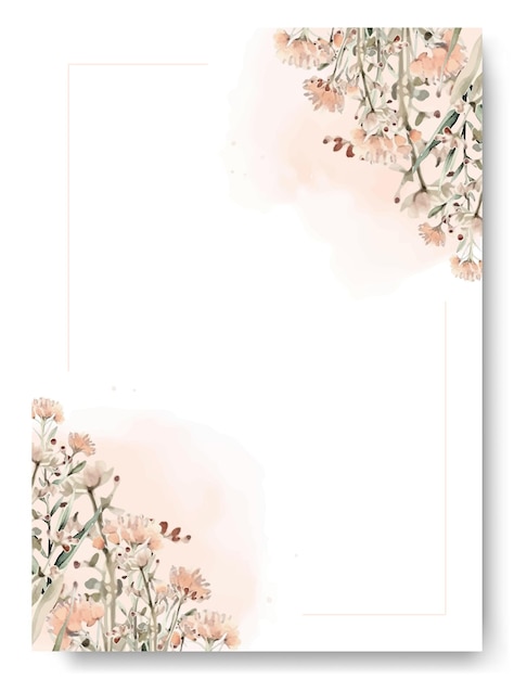 Hand drawn nude cosmos floral wedding invitation card set Botanic card design concept
