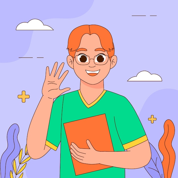 Vector hand drawn nurse cartoon illustration