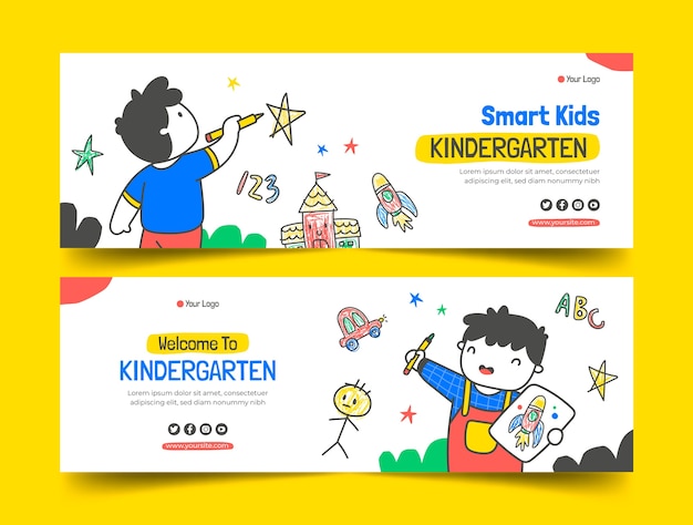 Hand drawn nursery school banner template