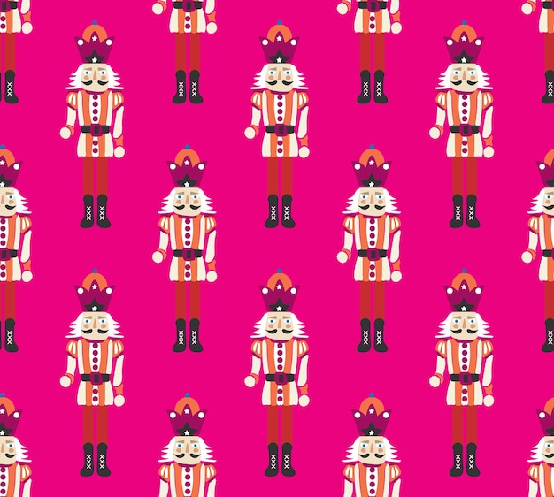 Hand Drawn Nutcracker Seamless Christmas Pattern Cute Illustration Trendy Colors Sweet Gift Concept