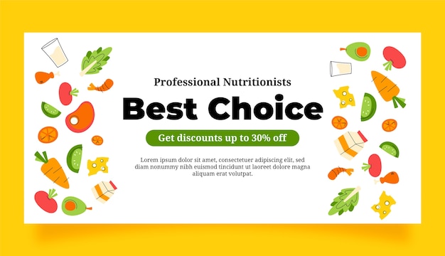 Vector hand drawn nutritionist advice sale banner template