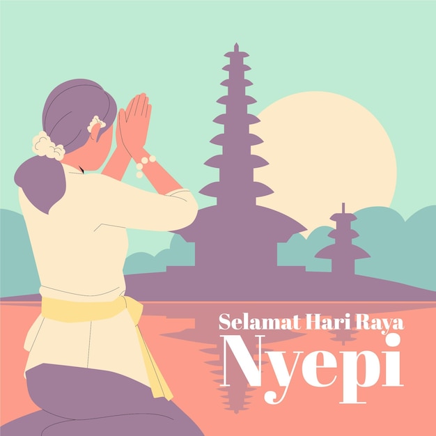 Vector hand drawn nyepi illustration