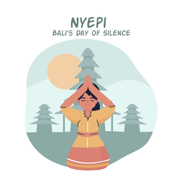 Vector hand drawn nyepi illustration