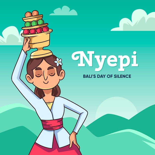 Vector hand drawn nyepi illustration