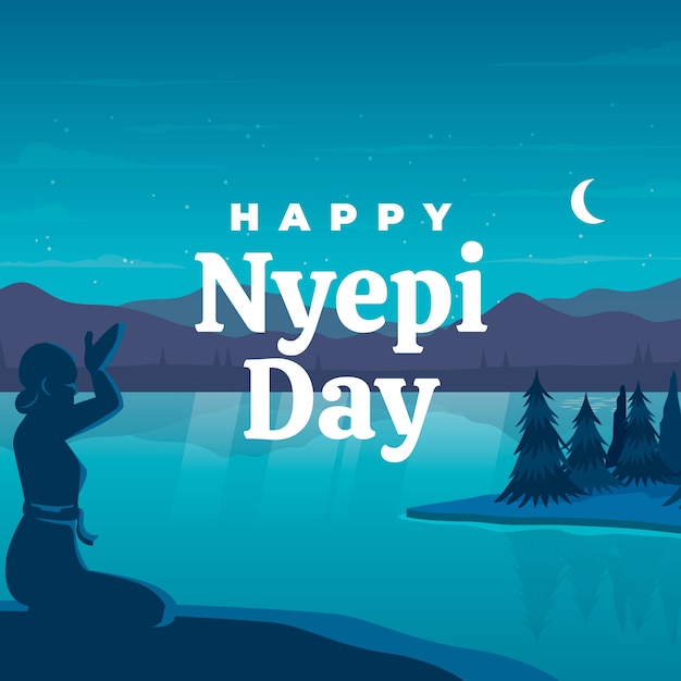 Vettore illustrazione di nyepi disegnata a mano