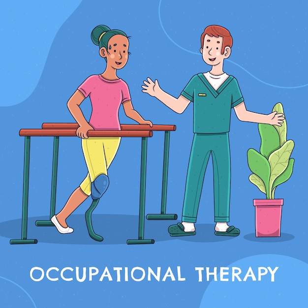 Vector hand drawn occupational therapy illustration
