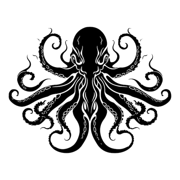 Vector hand drawn octopus silhouette vector
