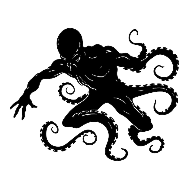 Vector hand drawn octopus silhouette vector